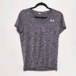 Under Armour Gray Space Dye V-Neck Athletic Tee Women's Large Performance